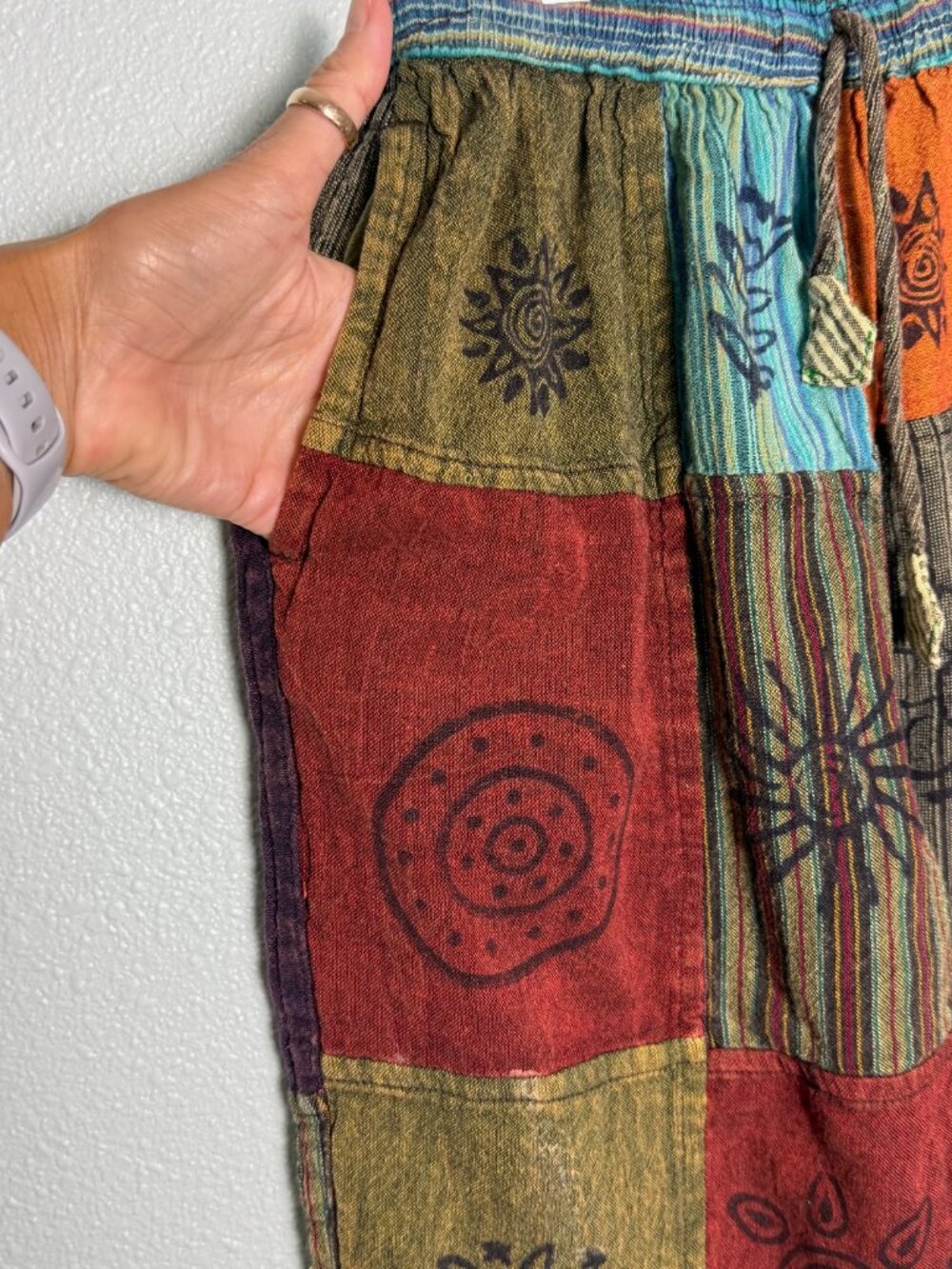 Nepal Boho Patchwork Harem Pants Size Small Medium - Picture 3 of 6